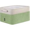 BALEINE 2 Pack Fabric Storage Bins for Shelves, Linen Storage Baskets for Organizing, Decorative Closet Bins for Clothes, Home (Grey, 15″x11″x9.5″)(Green)