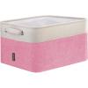 BALEINE 2 Pack Fabric Storage Bins for Shelves, Linen Storage Baskets for Organizing, Decorative Closet Bins for Clothes, Home (Grey, 15″x11″x9.5″)(Pink)