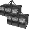 BALEINE 6-Pack Oversized Moving Bags with Reinforced Handles, Heavy-Duty Storage Tote for Clothes, Moving Supplies (Clear, 6-Pack)(Black)