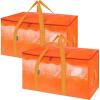 BALEINE 6-Pack Oversized Moving Bags with Reinforced Handles, Heavy-Duty Storage Tote for Clothes, Moving Supplies (Clear, 6-Pack)(Orange)