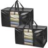 BALEINE 6-Pack Oversized Moving Bags with Reinforced Handles, Heavy-Duty Storage Tote for Clothes, Moving Supplies (Color Stripe with Window, 6-Pack)(Black)