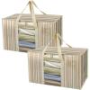 BALEINE 6-Pack Oversized Moving Bags with Reinforced Handles, Heavy-Duty Storage Tote for Clothes, Moving Supplies (Color Stripe with Window, 6-Pack)(Color Stripe)