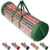 BALEINE Christmas Wrapping Paper Organizer Storage, 41″ Gift Wrapping Paper Storage Containers, Clear PVC with Durable 600D Oxford Fabric Gift Wrap Paper Holder Fits 18-25 Rolls, Golden(Green)