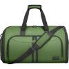 BALEINE Convertible Garment Bag with Shoe Compartment, 2 in 1 Carry on Garment Duffle Bags for Travel, Suit Bag for Men Women (Black)(Green)