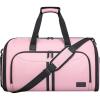 BALEINE Convertible Garment Bag with Shoe Compartment, 2 in 1 Carry on Garment Duffle Bags for Travel, Suit Bag for Men Women (Black)(Pink)