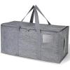 BALEINE Extra Large Storage Tote with Zippers & Carrying Handles, Heavy-Duty Oxford Fabric Moving Bags for Laundry, Space Saving, Storage, Spring Stroll(Gray)