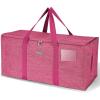 BALEINE Extra Large Storage Tote with Zippers & Carrying Handles, Heavy-Duty Oxford Fabric Moving Bags for Laundry, Space Saving, Storage, Spring Stroll(Berry Red)