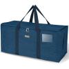 BALEINE Extra Large Storage Tote with Zippers & Carrying Handles, Heavy-Duty Oxford Fabric Moving Bags for Laundry, Space Saving, Storage, Spring Stroll(Blue)