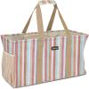 BALEINE Extra Large Utility Tote Bag with Wire Frame for Storage (Black, 22”x12”x10”)(Color Stripe)
