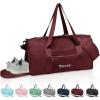 BALEINE Gym Bag for Women and Men, Duffel Bag for Sports, Gyms and Weekend Getaway, Waterproof Dufflebag with Shoe and Wet Clothes Compartments, Lightweight Carryon Gymbag (Green)(Red)