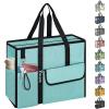 BALEINE Large Utility Tote Bag with Reinforced Bottom, Multi Pockets Foldable Tote Bag for Nurse, Travel, Work(Blue)