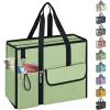 BALEINE Large Utility Tote Bag with Reinforced Bottom, Multi Pockets Foldable Tote Bag for Nurse, Travel, Work(Green)