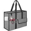 BALEINE Large Utility Tote Bag with Reinforced Bottom, Multi Pockets Foldable Tote Bag for Nurse, Travel, Work(Grey)