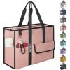 BALEINE Large Utility Tote Bag with Reinforced Bottom, Multi Pockets Foldable Tote Bag for Nurse, Travel, Work(Pink)