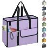 BALEINE Large Utility Tote Bag with Reinforced Bottom, Multi Pockets Foldable Tote Bag for Nurse, Travel, Work(Purple)