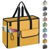 BALEINE Large Utility Tote Bag with Reinforced Bottom, Multi Pockets Foldable Tote Bag for Nurse, Travel, Work(Yellow)