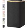 BALEINE Laundry Hamper with Lid, Tall Laundry Baskets with Bamboo Pull Handles, Large Laundry Bin with Internal Support (36 Gal/140L, Grey)(Black)