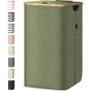 BALEINE Laundry Hamper with Lid, Tall Laundry Baskets with Bamboo Pull Handles, Large Laundry Bin with Internal Support (36 Gal/140L, Grey)(Green)