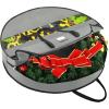 BALEINE Premium Wreath Storage Container, Oxford Christmas Wreath Storage Bags with Durable Tarp Material and Reinforced Handle for Holiday Xmas (Red, 24″)(Grey)