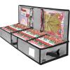 BALEINE SOFT Christmas Wrapping Paper Storage Bag, 40″ Durable PE Gift Wrap Storage Bag with Flexible Partitions and Pockets for Ribbon, Accessories (Red)(Grey)