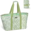BALEINE Soft 9 Gallon Extra Large Utility Tote, Foldable Reusable Storage Bag (Color Stripe)(Antique Foliage)