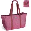 BALEINE Soft 9 Gallon Extra Large Utility Tote, Foldable Reusable Storage Bag (Color Stripe)(Berry Pink)