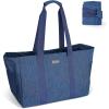 BALEINE Soft 9 Gallon Extra Large Utility Tote, Foldable Reusable Storage Bag (Color Stripe)(Denim Blue)