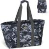 BALEINE Soft 9 Gallon Extra Large Utility Tote, Foldable Reusable Storage Bag (Color Stripe)(Grey Camouflage)