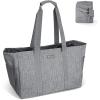 BALEINE Soft 9 Gallon Extra Large Utility Tote, Foldable Reusable Storage Bag (Color Stripe)(Winter Gray)