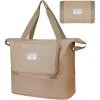BALEINE Travel Tote Bag for Women, Weekender Carry-on Tote, Large Duffel Bag Gym Bag Overnight Bag with Wet Compartment(Beige)