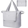 BALEINE Travel Tote Bag for Women, Weekender Carry-on Tote, Large Duffel Bag Gym Bag Overnight Bag with Wet Compartment(Grey)