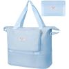 BALEINE Travel Tote Bag for Women, Weekender Carry-on Tote, Large Duffel Bag Gym Bag Overnight Bag with Wet Compartment(Light Blue)