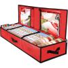 BALEINE Wrapping Paper Storage Organizer, 40″ Durable 600D Oxford Fabric Gift Wrap Storage Bag with Flexible Partitions for Ribbon, Holiday Accessories (Gray)(Red)
