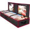 BALEINE Wrapping Paper Storage Organizer, 40″ Durable 600D Oxford Fabric Gift Wrap Storage Bag with Flexible Partitions for Ribbon, Holiday Accessories (Gray)(Black/Red)
