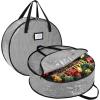 BALEINE Wreath Storage Container, 2 Pack Christmas Wreath Storage Bag with Tear Resistant PE Material and Reinforced Handle for Holiday Xmas (Green, 30″x8″)(Grey)