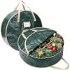 BALEINE Wreath Storage Container, 2 Pack Christmas Wreath Storage Bag with Tear Resistant PE Material and Reinforced Handle for Holiday Xmas (Green, 30″x8″)(Green)