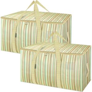 BALEINE 6-Pack Oversized Moving Bags with Reinforced Handles, Heavy-Duty Storage Tote for Clothes, Moving Supplies (Clear, 6-Pack)(Color Strip)