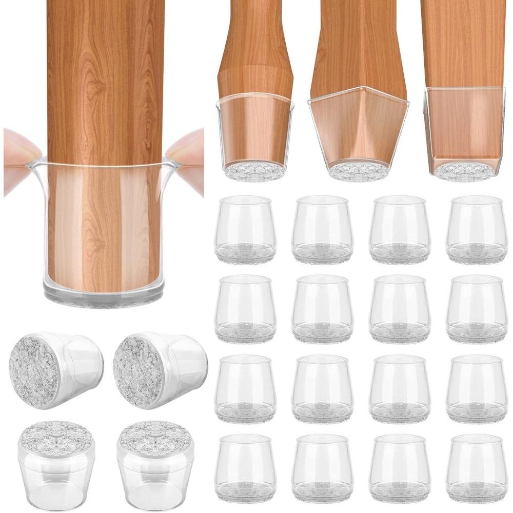 imageBALEINE 16 Pack Silicone Chair Leg Floor Protectors Stool Leg Protectors Cap NonSlip Chair Leg Caps for Hardwood Floors Clear ampamp Small Square 16 PackClear  XLarge