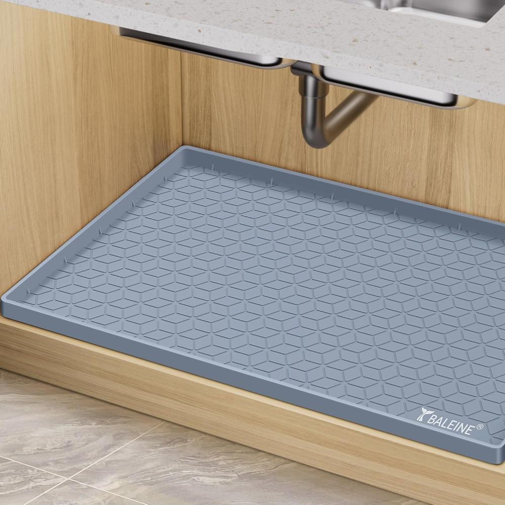 imageBALEINE 2822 Under Sink Mat Waterproof Food Grade Silicone Undersink Mat Cabinet Shelf Drip Tray Under Sink Liner for Kitchen Bathroom BlueBlue