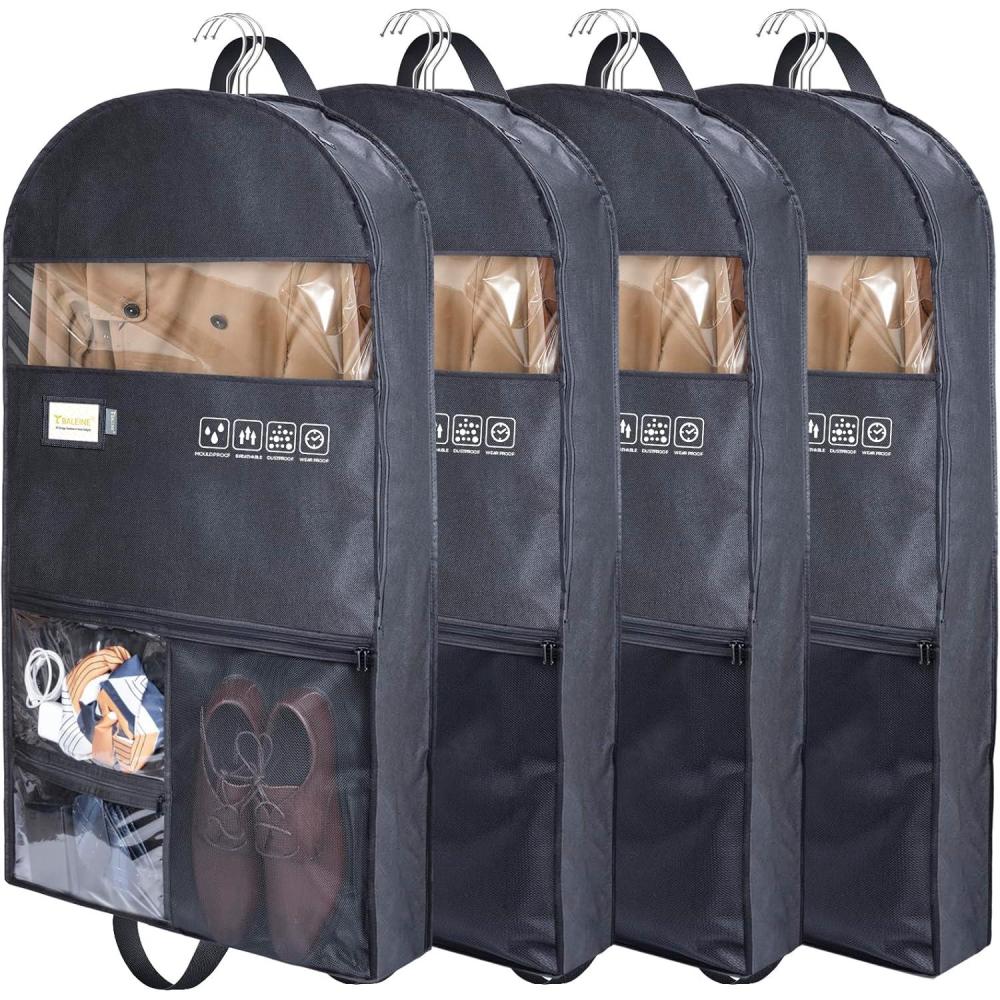 imageBALEINE 42quot Garment Bag with Visual Window Double Zip Top Opening 5quot Side Widened Travel Bag for Dresses Suit Coats Travel Essential 2 Pack54 4PK