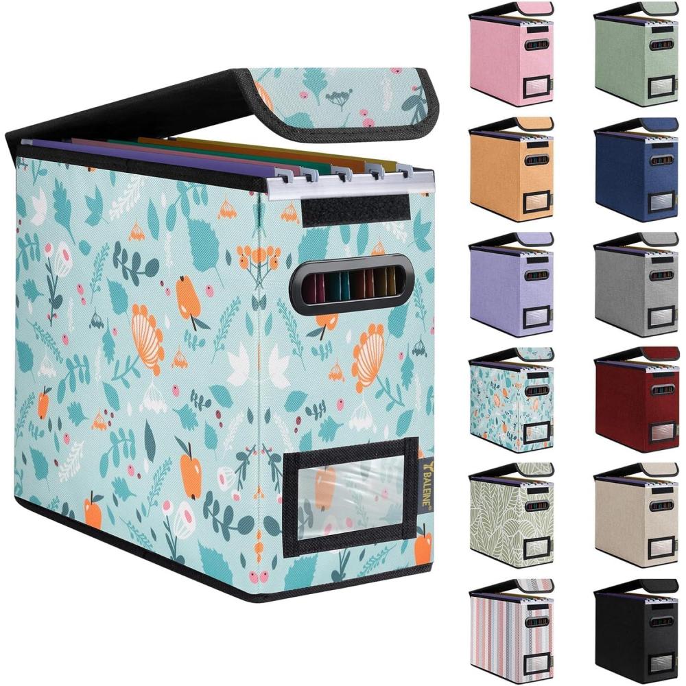 imageBALEINE File Organizer Box with Lid Collapsible File Folder Organizer with Plastic Slide Hanging File Folder Box for Office Document Storage 1 Pack BeigeSpring Stroll