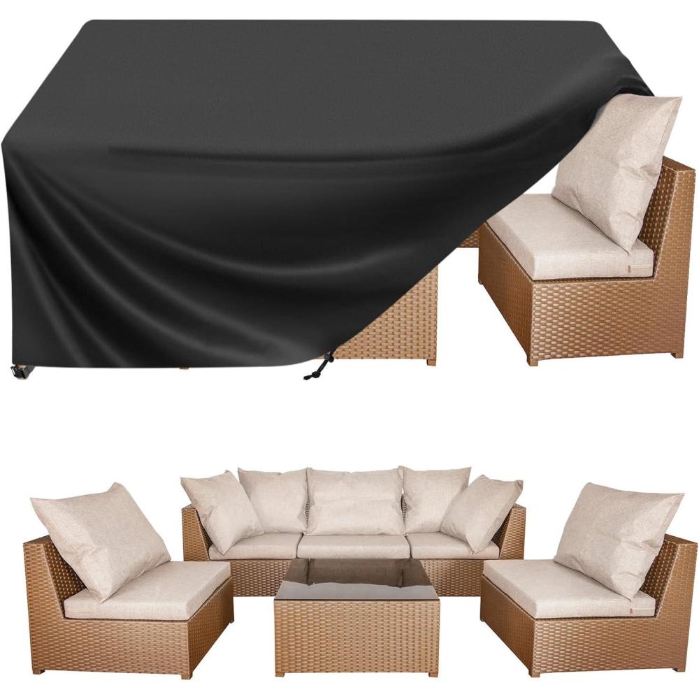 imageBALEINE Patio Furniture Covers Outdoor Furniture Covers Waterproof Heavy Duty Oxford Patio Table Cover for Outdoor Table Chair Sofa Desk Black 90quotL62quotW28quotH86L x 44W x 28H
