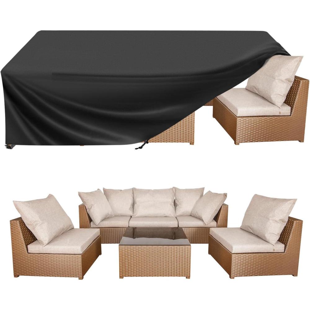 imageBALEINE Patio Furniture Covers Outdoor Furniture Covers Waterproof Heavy Duty Oxford Patio Table Cover for Outdoor Table Chair Sofa Desk Black 90quotL62quotW28quotH138L x 86W x 32H