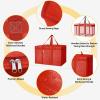BALEINE 2Pk Insulated Reusable Grocery Bags, Collapsible Cooler Bag for Groceries, Heavy Duty Large Insulated Bag (16”x9”x13”, Spring Stroll)(Bright Red)