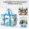 BALEINE 2Pk Insulated Reusable Grocery Bags, Collapsible Cooler Bag for Groceries, Heavy Duty Large Insulated Bag (16”x9”x13”, Spring Stroll)(Island Breeze)