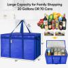 BALEINE 2Pk Insulated Reusable Grocery Bags, Collapsible Cooler Bag for Groceries, Heavy Duty Large Insulated Bag (16”x9”x13”, Spring Stroll)(Midnight Blue)