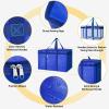 BALEINE 2Pk Insulated Reusable Grocery Bags, Collapsible Cooler Bag for Groceries, Heavy Duty Large Insulated Bag (16”x9”x13”, Spring Stroll)(Midnight Blue)
