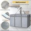 BALEINE 2Pk Insulated Reusable Grocery Bags, Collapsible Cooler Bag for Groceries, Heavy Duty Large Insulated Bag (16”x9”x13”, Spring Stroll)(Urban Gray)