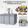 BALEINE 2Pk Insulated Reusable Grocery Bags, Collapsible Cooler Bag for Groceries, Heavy Duty Large Insulated Bag (16”x9”x13”, Spring Stroll)(Urban Gray)