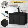 BALEINE 2Pk Insulated Reusable Grocery Bags, Collapsible Cooler Bag for Groceries, Heavy Duty Large Insulated Bag (24”x14”x15”, Midnight Blue)(Charcoal Black)